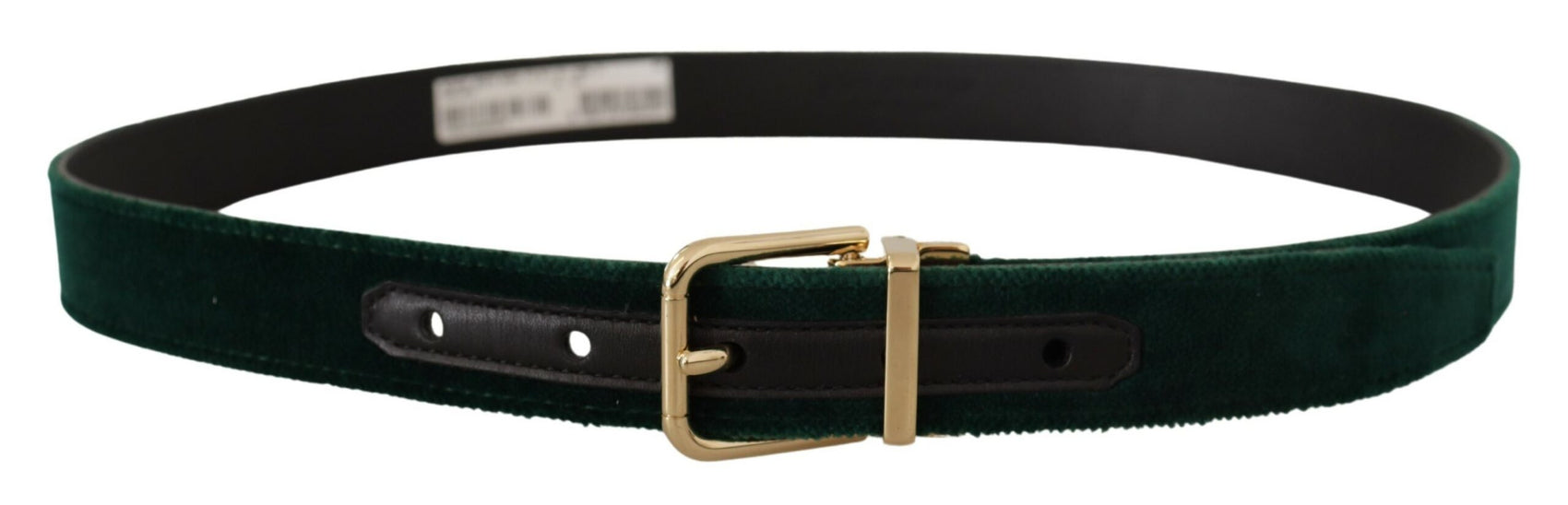 Cintura di design in velluto smeraldo con fibbia dorata