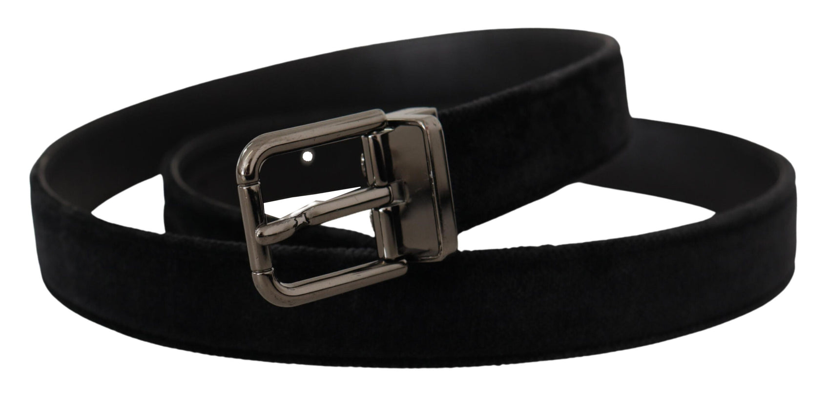 Elegante cintura in pelle nera con fibbia color argento