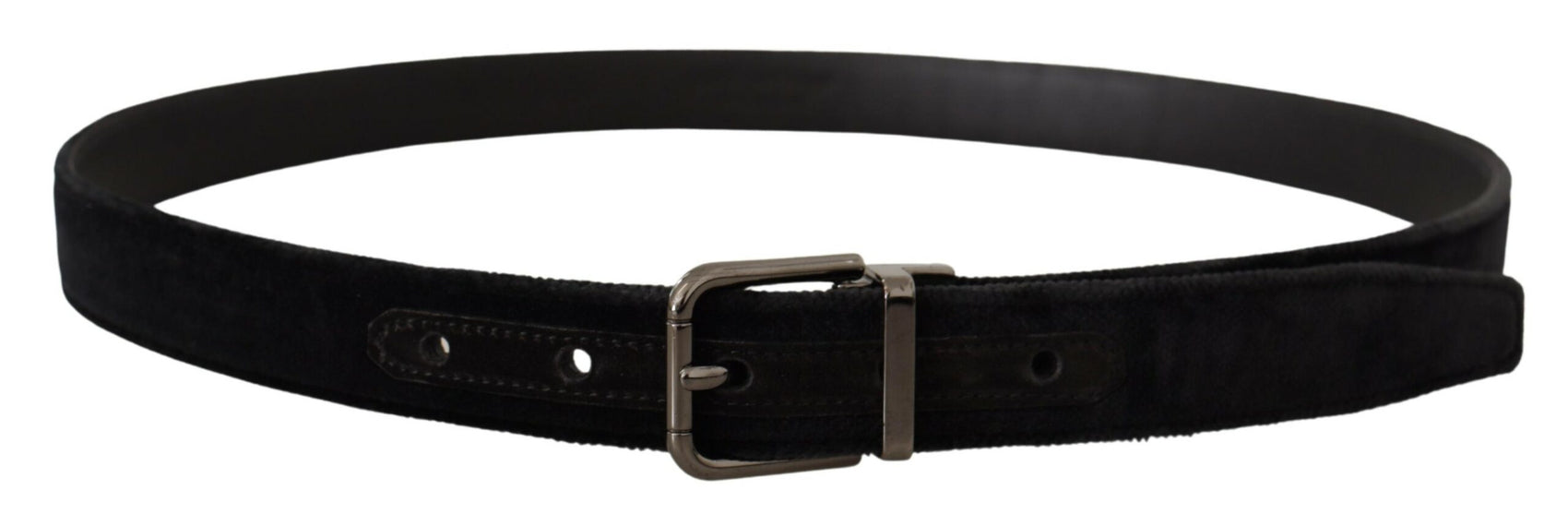 Elegante cintura in pelle nera con fibbia color argento
