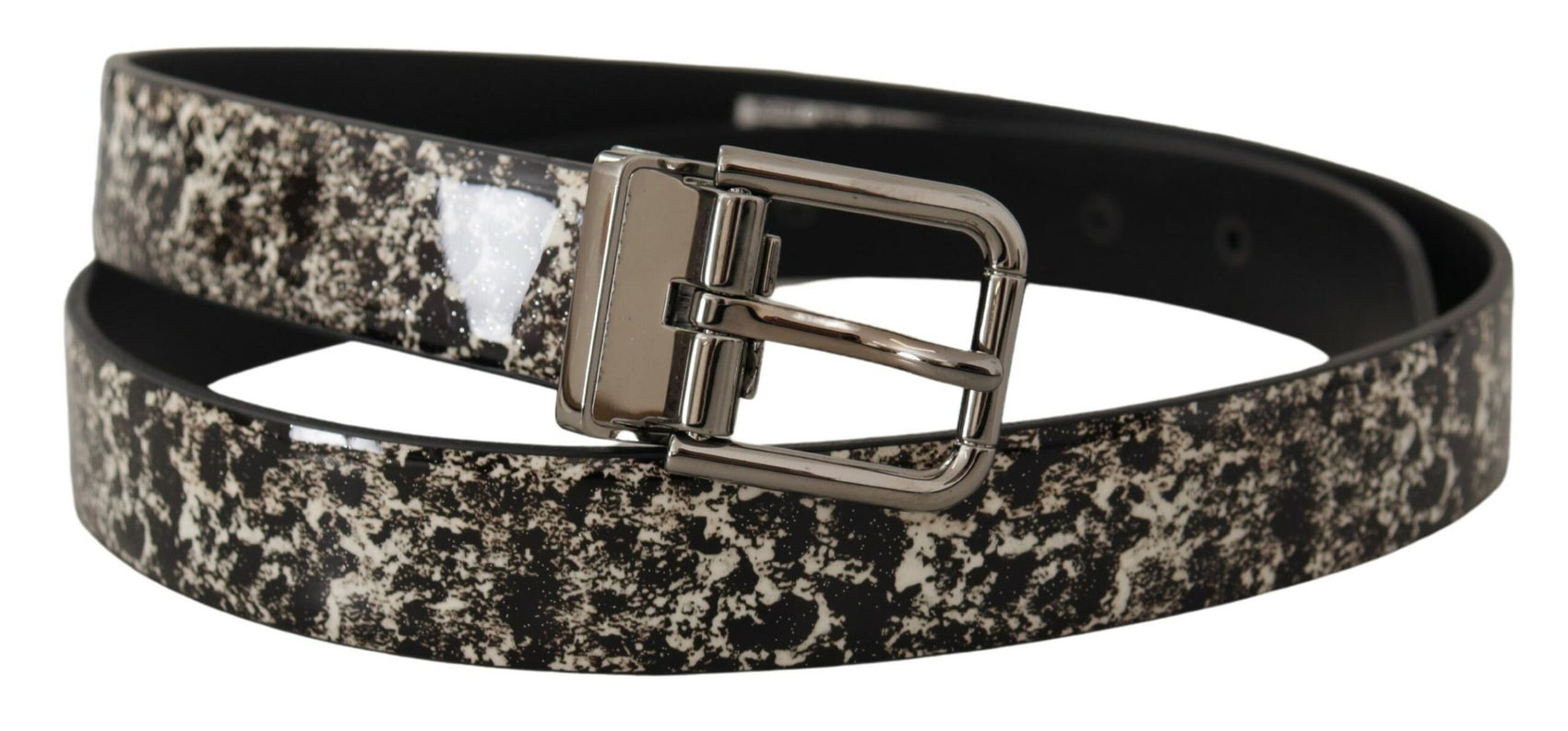 Cintura in pelle con stampa marmo nero elegante