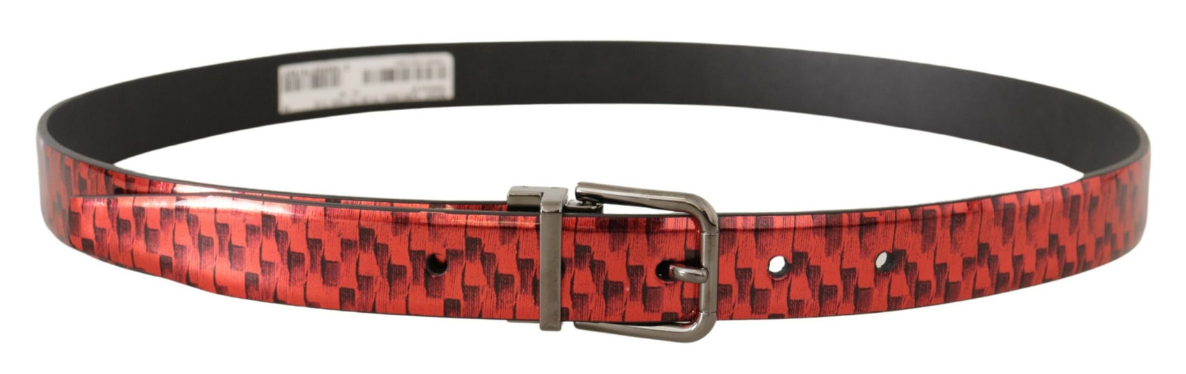 Elegante cintura in pelle rossa con fibbia argentata