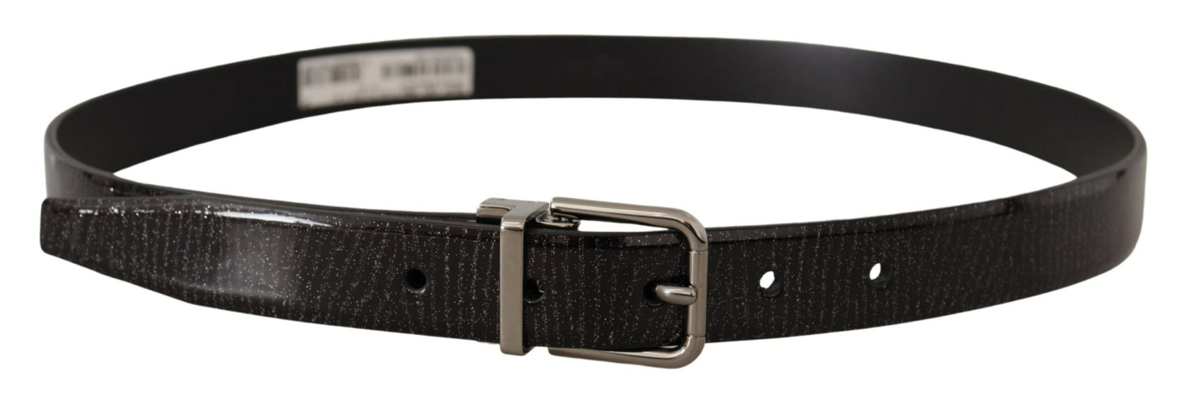 Elegante cintura in pelle nera con fibbia argentata
