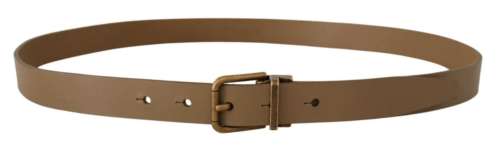 Elegante cintura in pelle marrone con fibbia color ottone