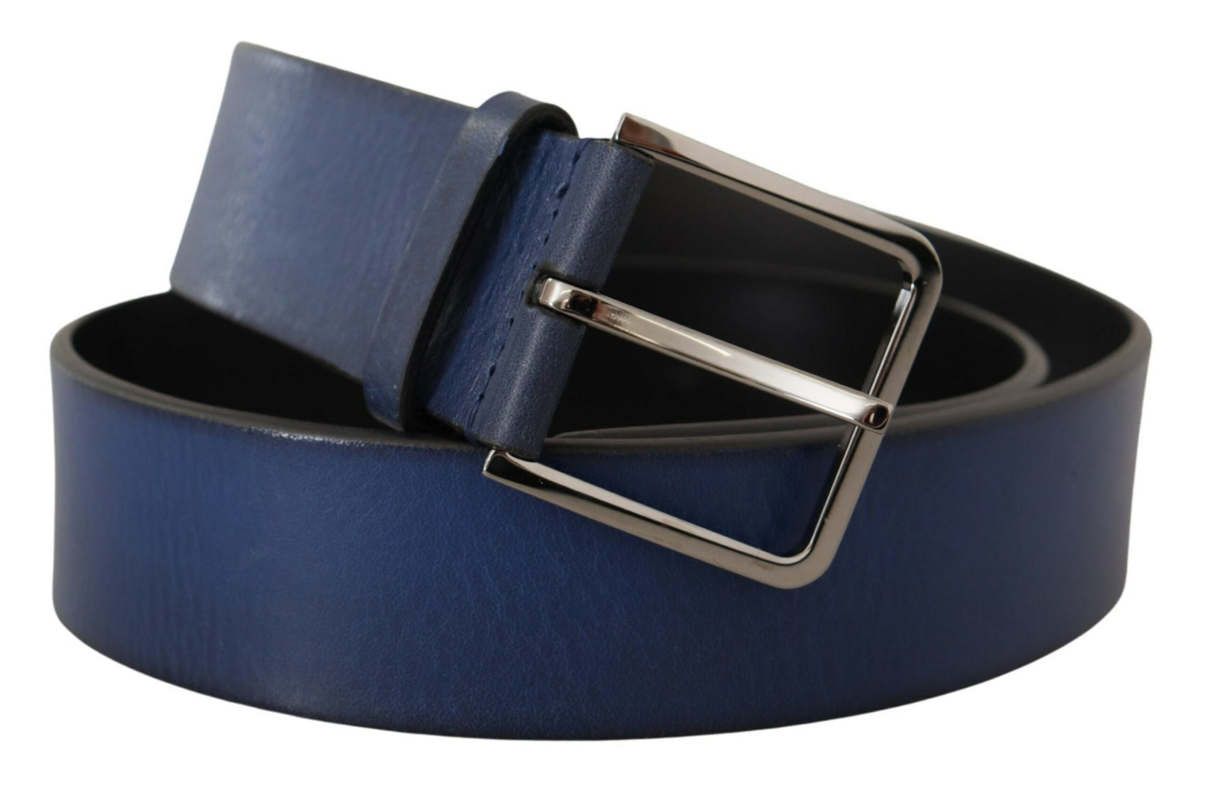 Elegante cintura in pelle italiana blu