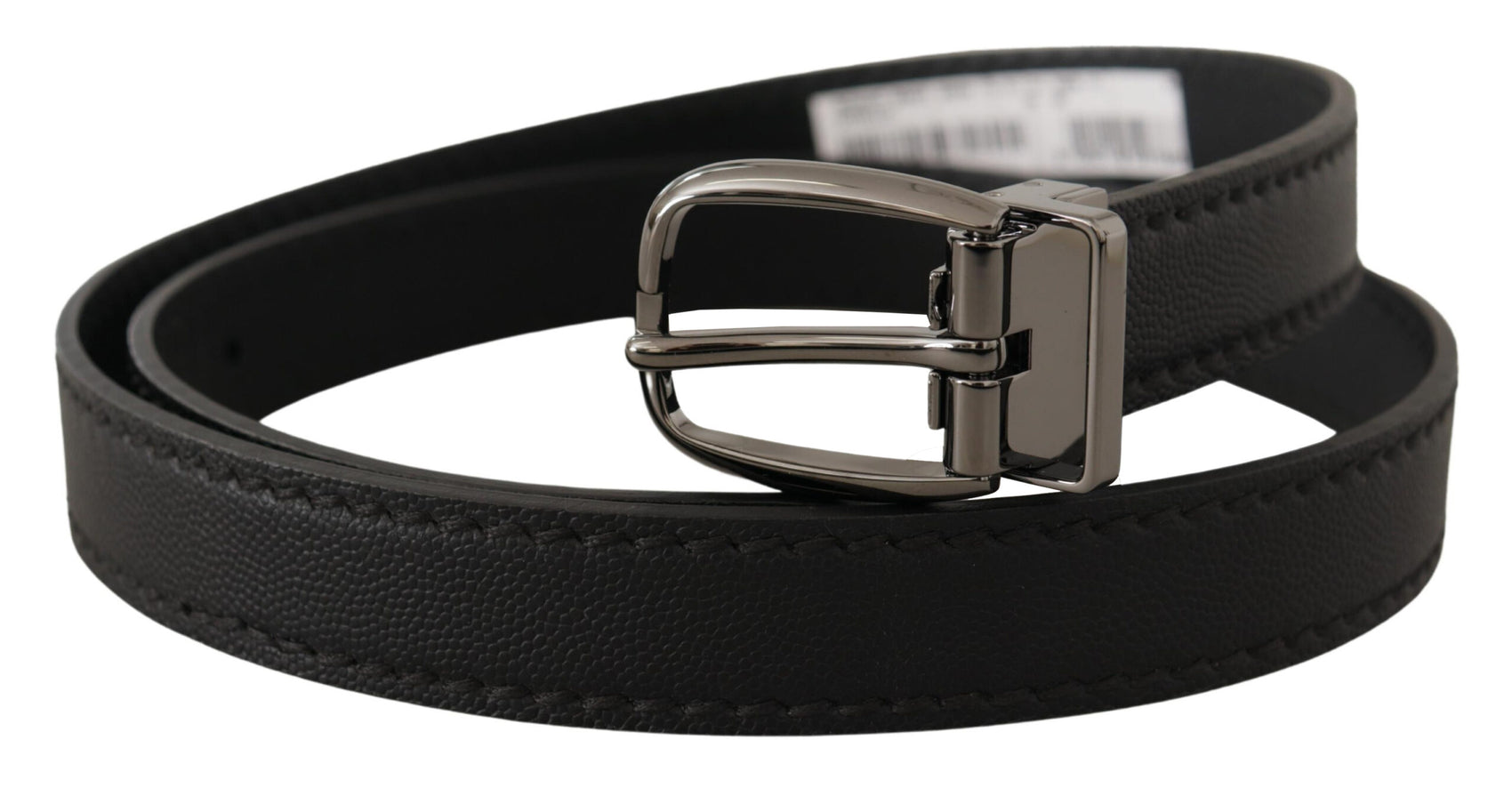 Elegante cintura in pelle nera con fibbia in metallo