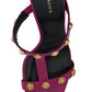 Elegant Purple Calf Leather High Sandals