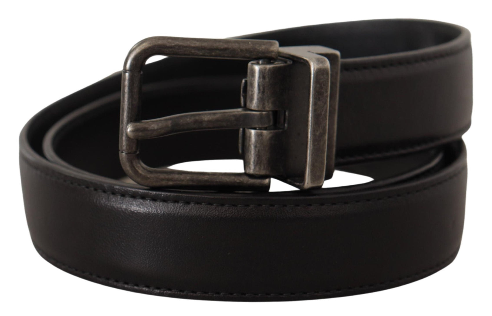Elegante cintura in pelle nera con fibbia in metallo