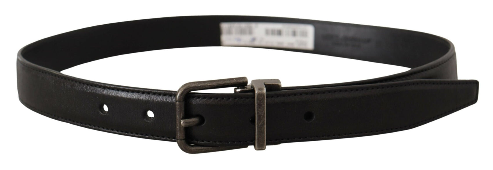 Elegante cintura in pelle nera con fibbia in metallo