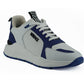 Elegant Blue and White Leather Sneakers