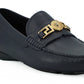 Elegant Navy Blue Calf Leather Loafers