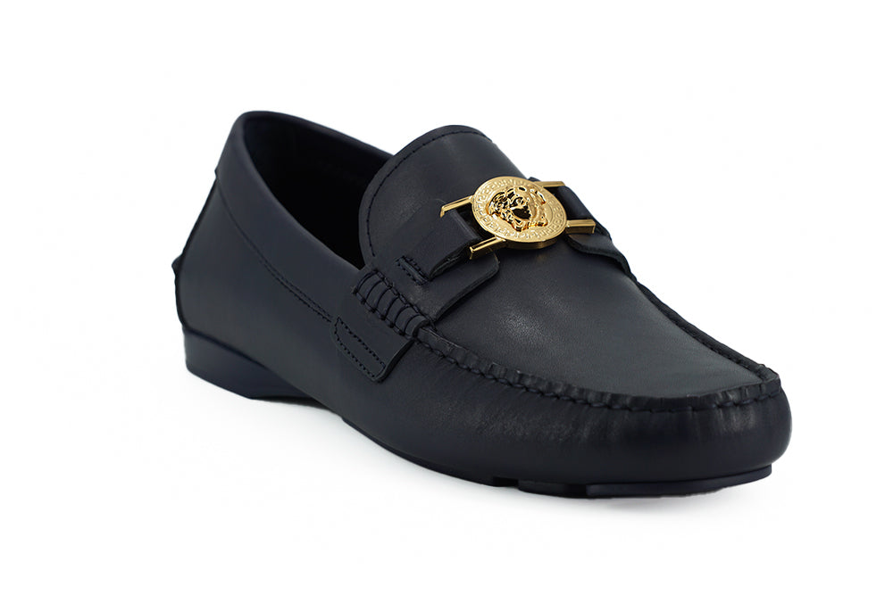Elegante Loafer aus marineblauem Kalbsleder