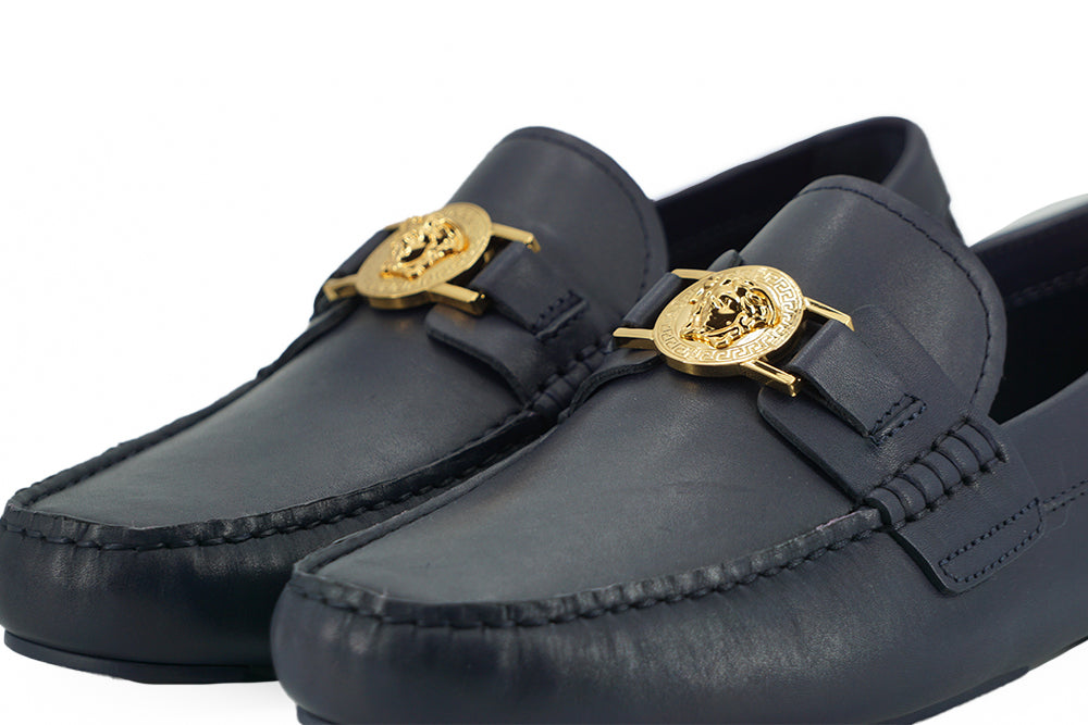 Elegante Loafer aus marineblauem Kalbsleder
