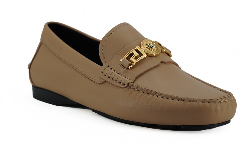 Exquisite Medusa Goldfarbene Lederloafer