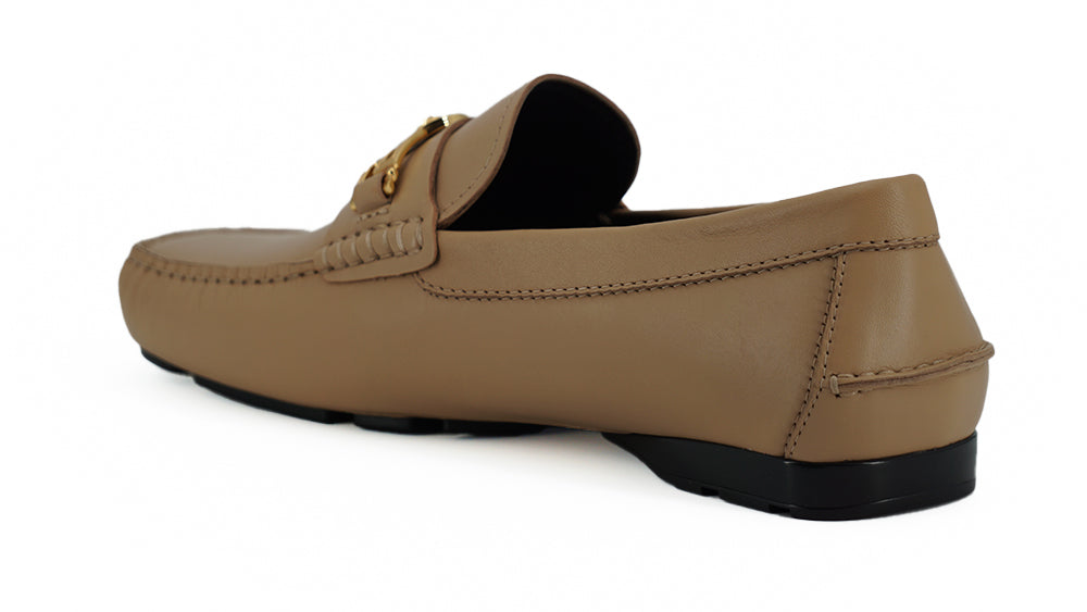 Exquisite Medusa Goldfarbene Lederloafer