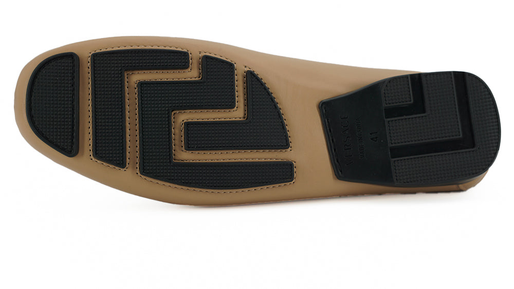 Exquisite Medusa Goldfarbene Lederloafer