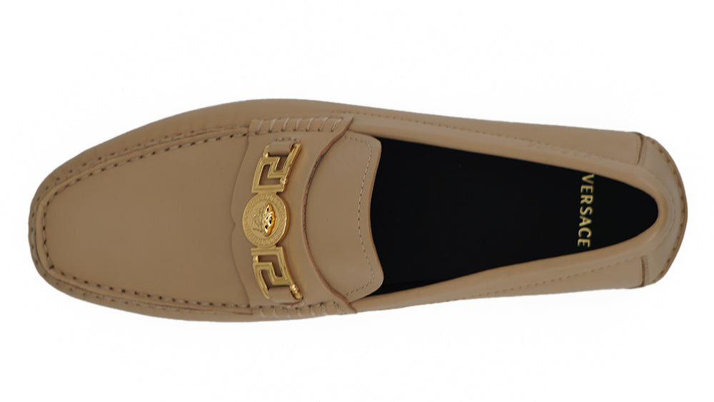 Exquisite Medusa Goldfarbene Lederloafer