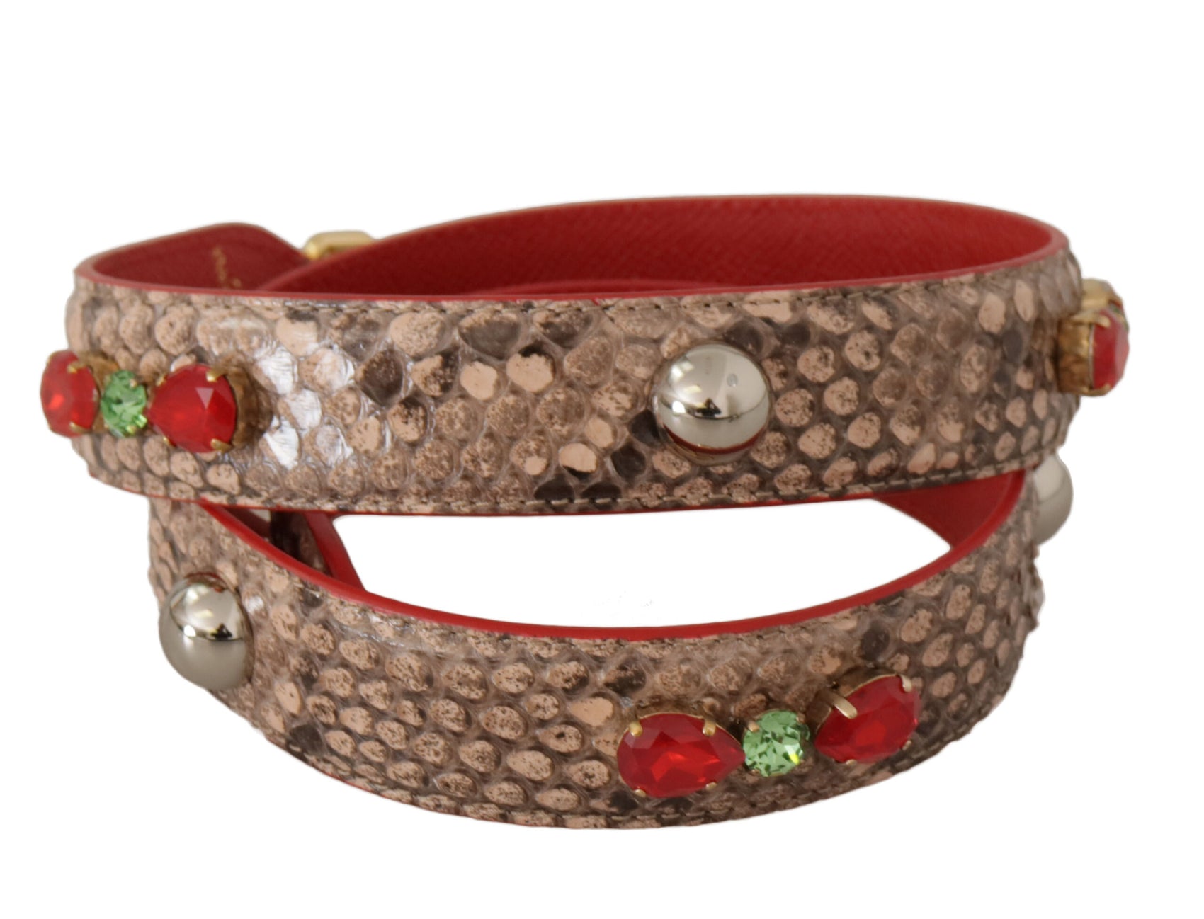 Tracolla per borsa in pelle di pitone marrone chic