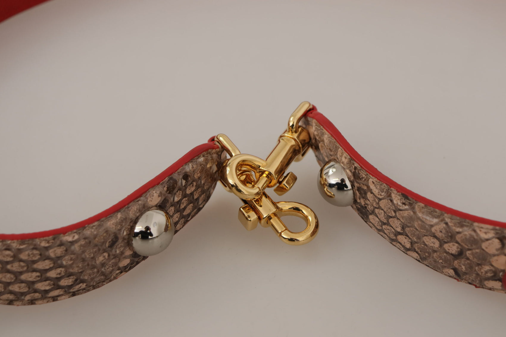 Tracolla per borsa in pelle di pitone marrone chic