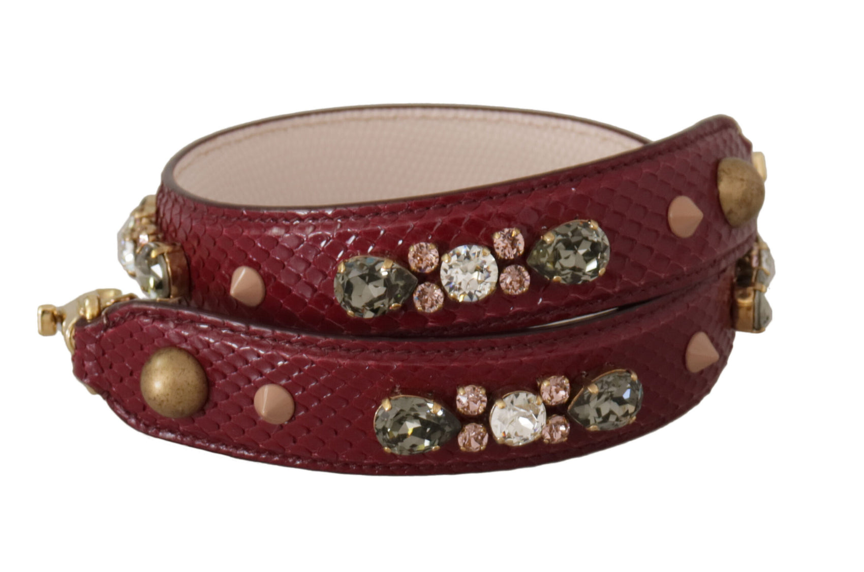 Elegante tracolla per borsa in pelle di pitone color bordeaux
