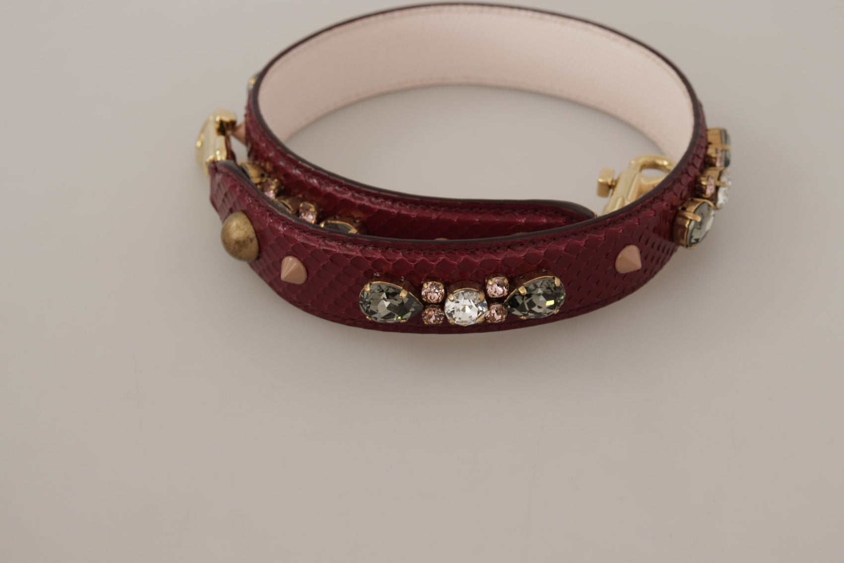 Elegante tracolla per borsa in pelle di pitone color bordeaux