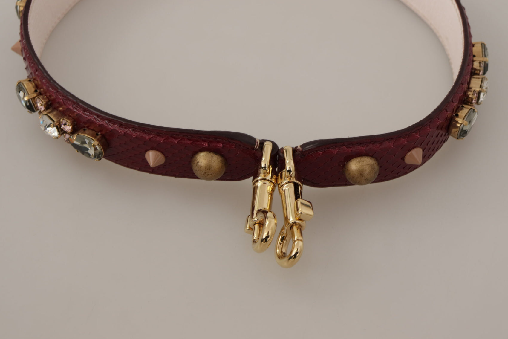 Elegante tracolla per borsa in pelle di pitone color bordeaux