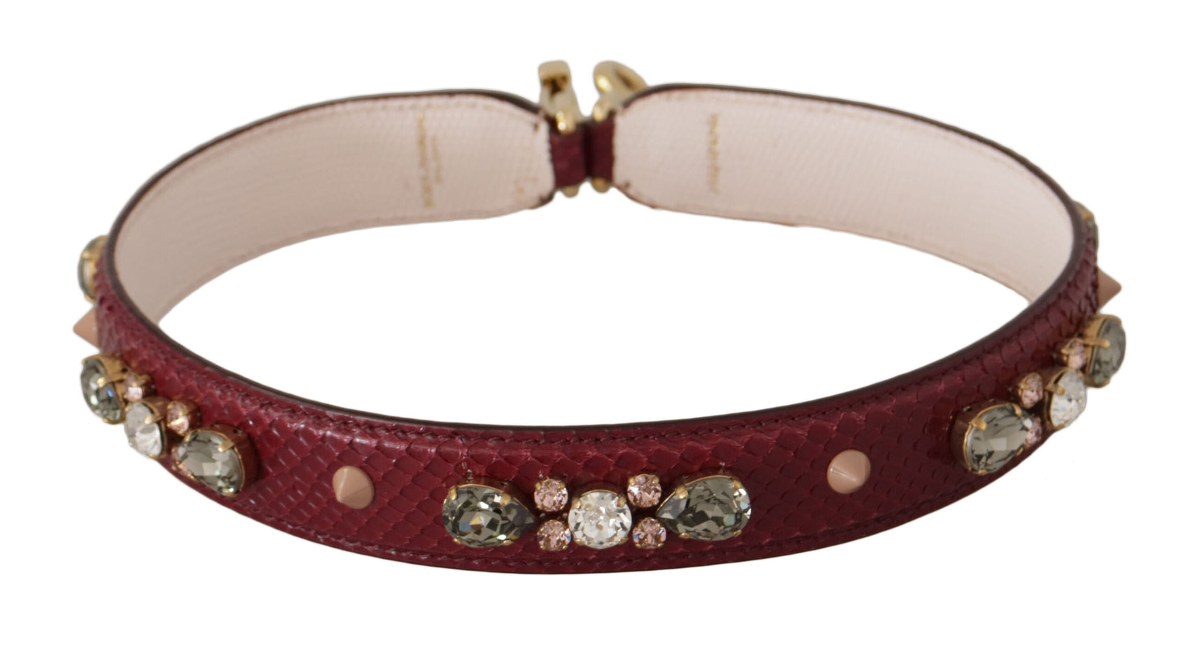 Elegante tracolla per borsa in pelle di pitone color bordeaux