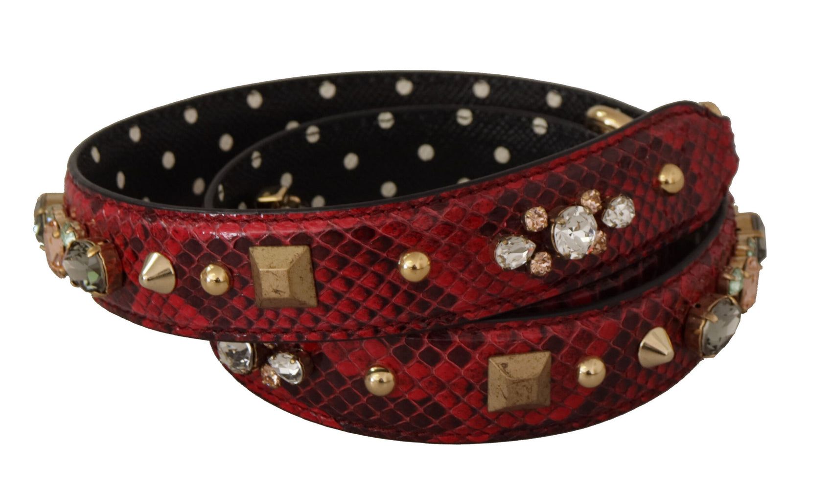 Tracolla per borsa in pelle di pitone rosso