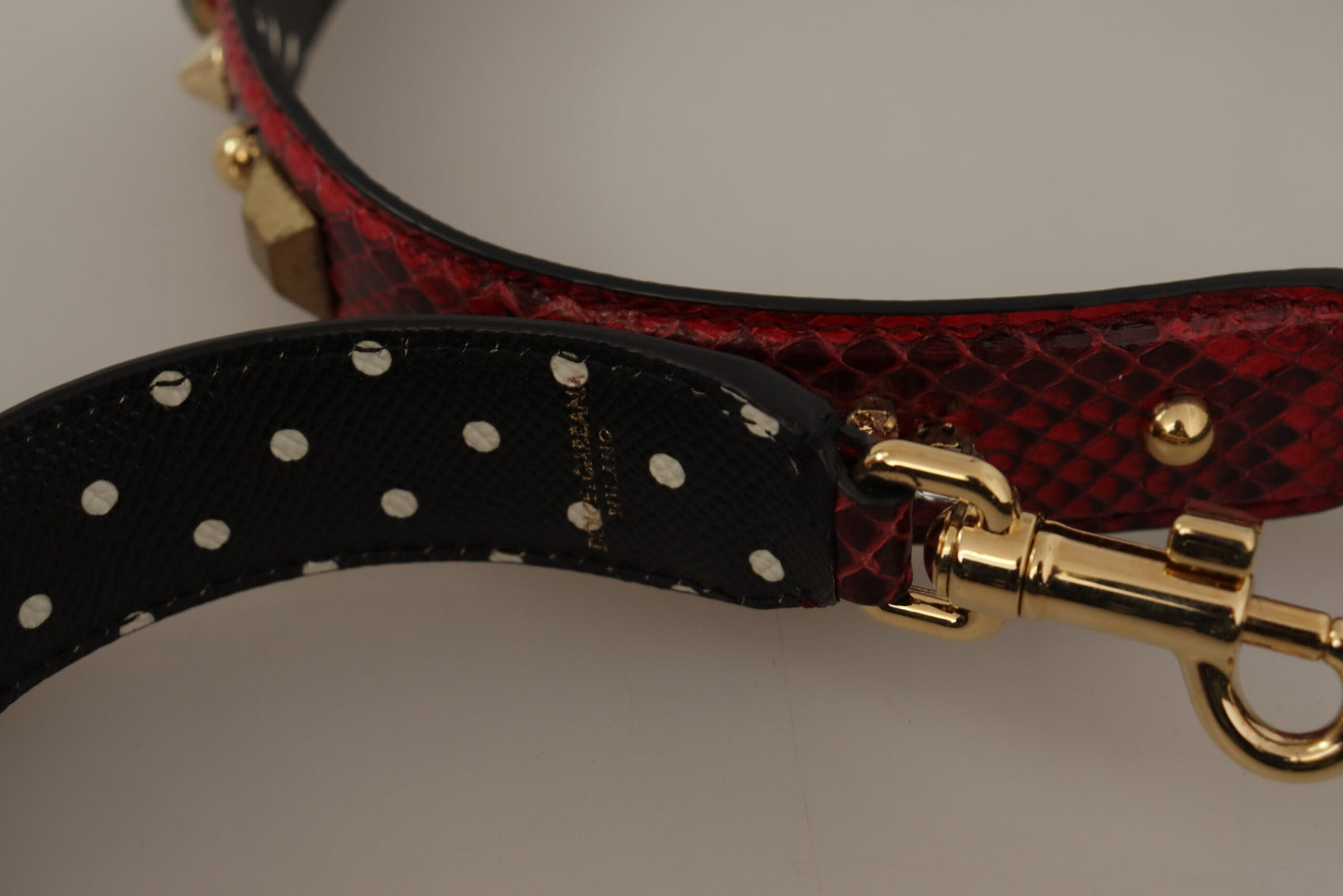 Tracolla per borsa in pelle di pitone rosso