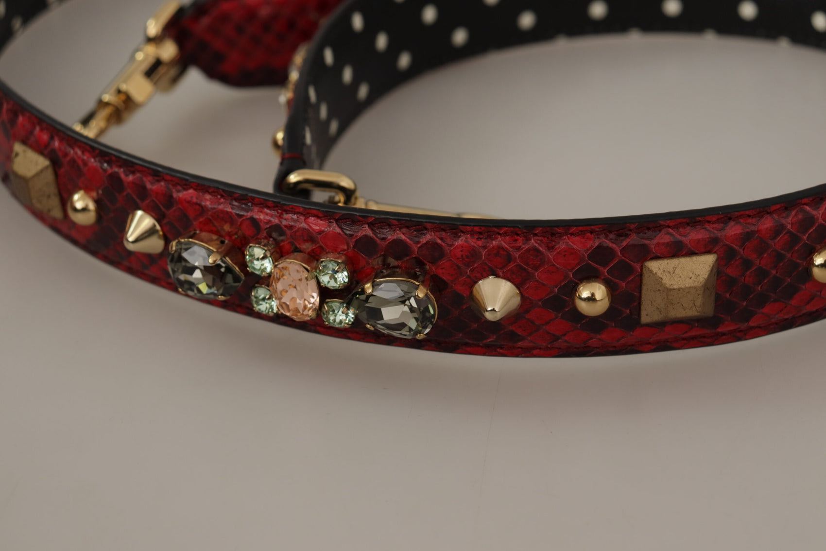 Tracolla per borsa in pelle di pitone rosso