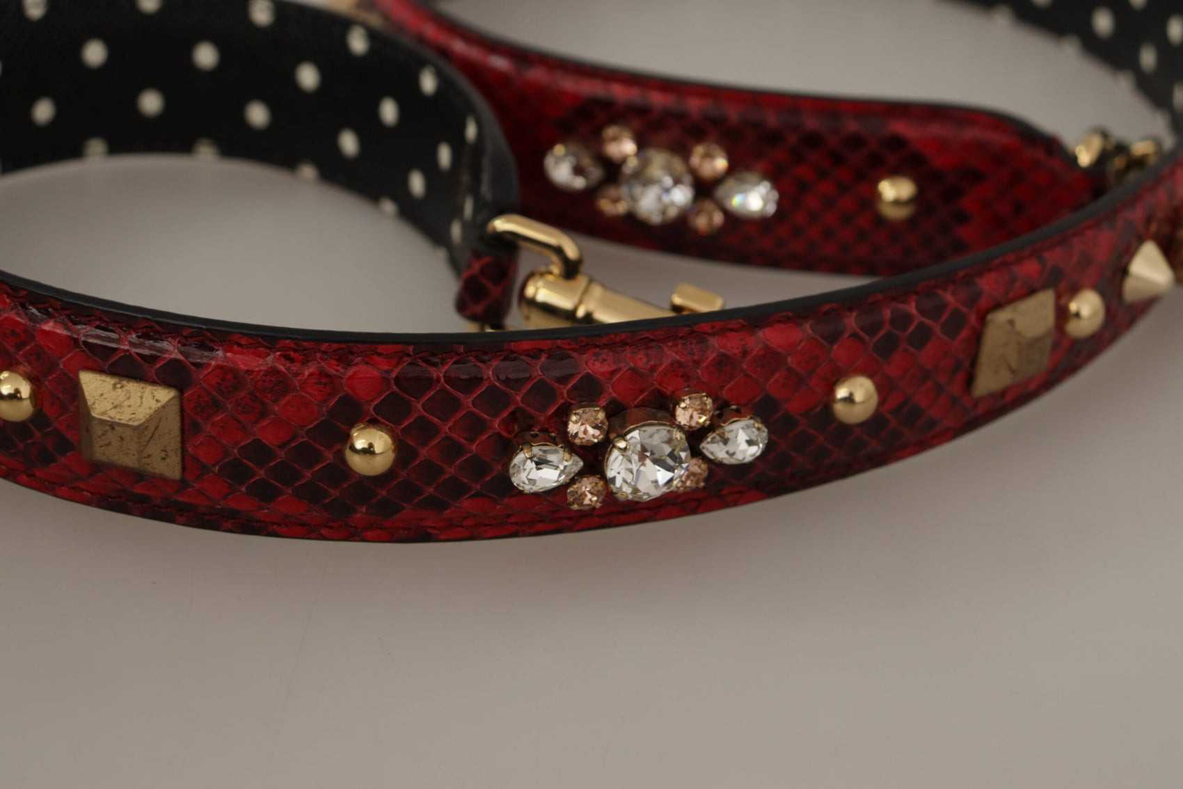 Tracolla per borsa in pelle di pitone rosso
