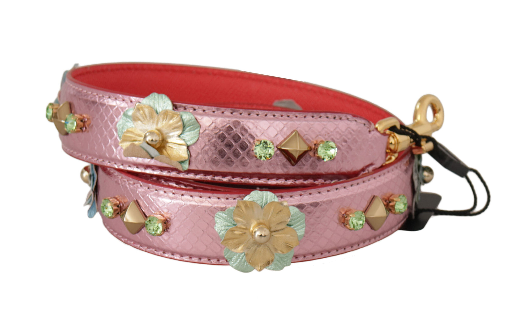 Elegante tracolla in pelle rosa metallizzata