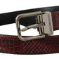 Elegant Red Exotic Leather Belt