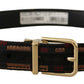 Multicolor Leather Belt with Gold Buckle