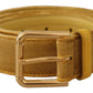 Elegant Velvet Designer Gold-Buckled Belt