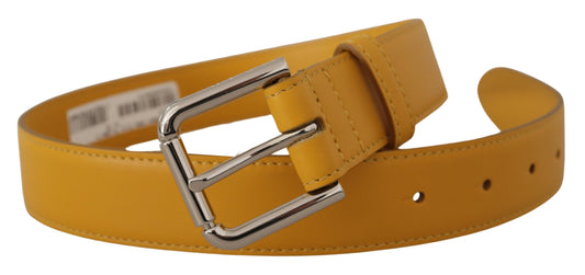 Elegant Leather Belt in Sunshine Yellow