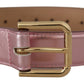 Elegant Metallic Pink Leather Belt