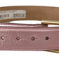 Elegant Metallic Pink Leather Belt