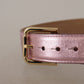 Elegant Metallic Pink Leather Belt