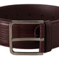 Elegant Maroon Leather Belt with Engraved Buckle