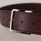 Elegant Maroon Leather Belt with Engraved Buckle