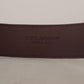 Elegant Maroon Leather Belt with Engraved Buckle