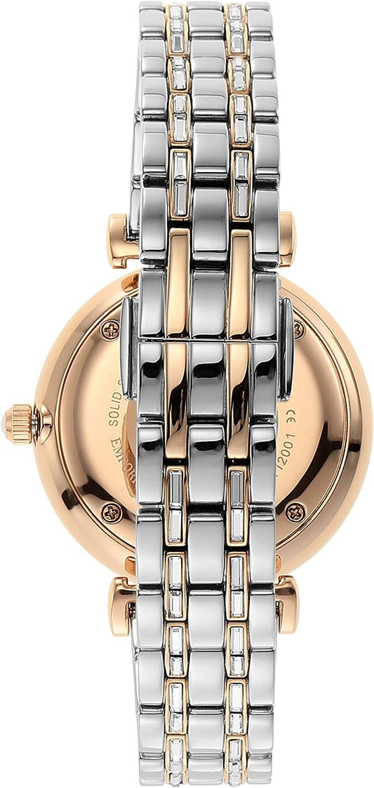 Elegante orologio bicolore con pavé di cristalli