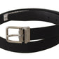 Elegant Black Canvas & Leather Belt