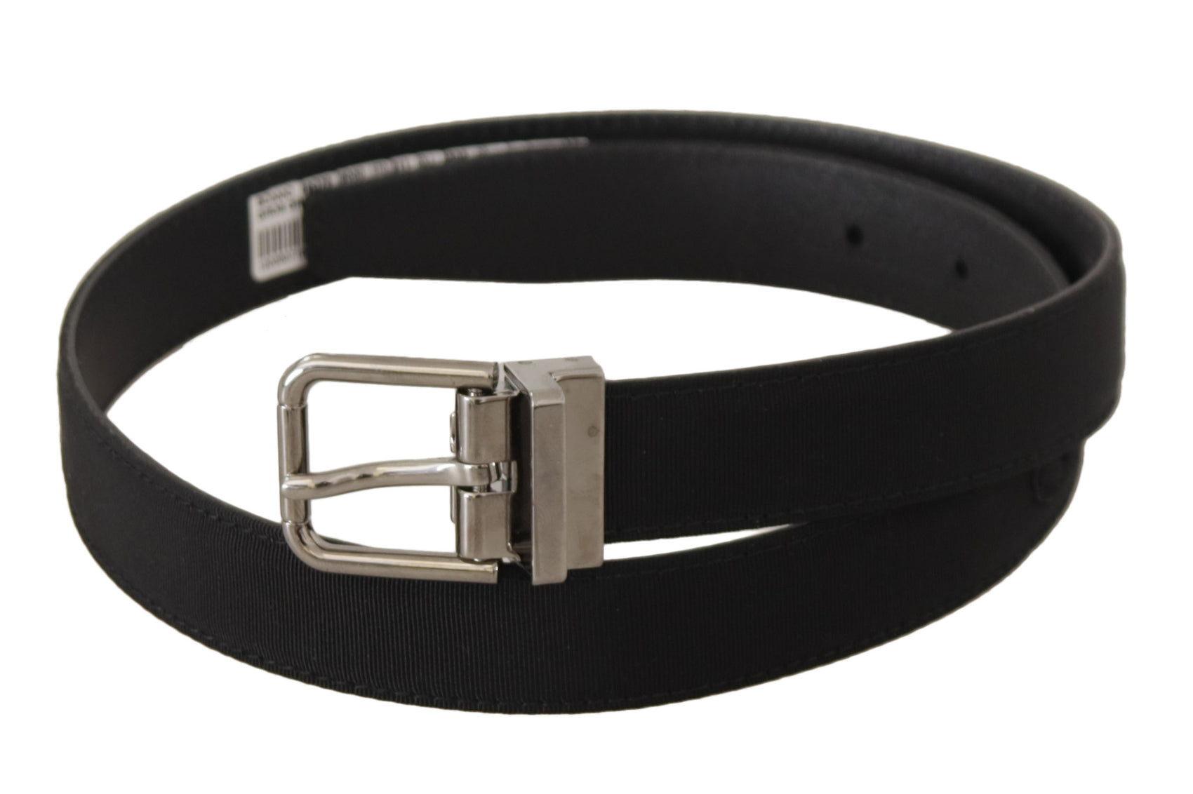 Eleganter schwarzer Canvas- und Ledergürtel
