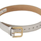 Engraved Silver-Toned Leather Belt