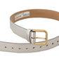 Engraved Silver-Toned Leather Belt