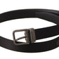 Elegant Black Leather Belt with Metal Buckle