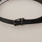 Elegant Black Leather Belt with Metal Buckle