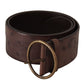 Elegant Dark Brown Leather Belt with Logo Buckle