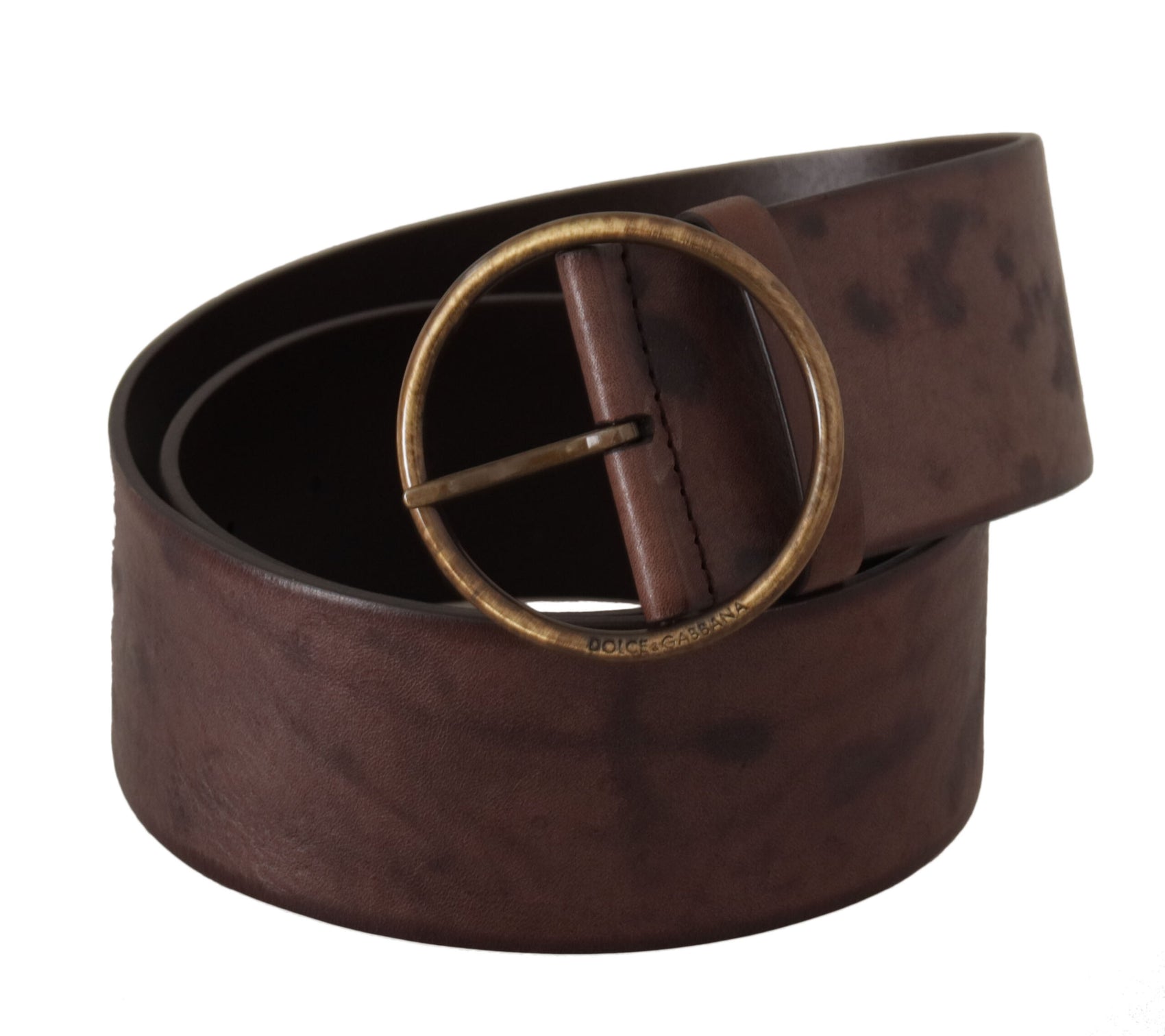 Eleganter dunkelbrauner Ledergürtel mit Logo-Schnalle
